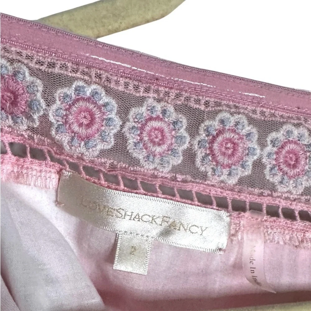 LoveShackFancy Perris Pink Zinnia Crop Top (2) Small